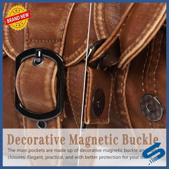 Vegan Leather Hobo Tote with Crossbody Strap, Roomy 7-Pocket Design - Picture 7 of 7